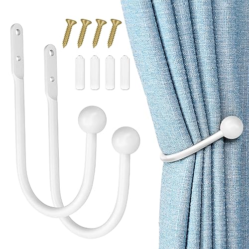 2 Stück Raffhalter Metall Weiß Gardinenhalter Wand Raffhalter Haken U Haken Vorhang Holdback Vorhang Raffhalter Rundkopf Vorhang Haken Dekorativer Raffhalter für Gardinen Haus Dekoration 2 Stück Raffhalter Metall Weiß Gardinenhalter Wand Raffhalter Haken U Haken Vorhang Holdback Vorhang Raffhalter Rundkopf Vorhang Haken Dekorativer Raffhalter für Gardinen Haus Dekoration von WHC