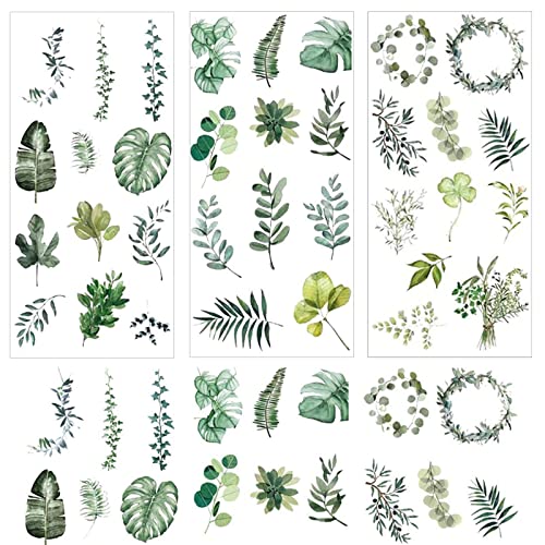 24 Blatt Sticker Fotoalbum Blumen Scrapbooking Aufkleber Pflanzen Sticker Unterschiedliche Muster Pflanzen Blätter Aufkleber Vintage Sticker für Sammelalbum Kunst Basteln Stickerbuch Stickeralbum von WHC