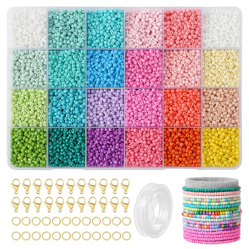 WHCPCYO 24 Farbe Perlen für Armbänder Perlen Set 3mm,12000 stück Selber Machen Perlen Zum Auffädeln Schmuckherstellungs Set für Armbänder, anhänger, Ohrringe, Halsketten, Fußring WHCPCYO 24 Farbe Perlen für Armbänder Perlen Set 3mm,12000 stück Selber Machen Perlen Zum Auffädeln Schmuckherstellungs Set für Armbänder, anhänger, Ohrringe, Halsketten, Fußring von WHCPCYO