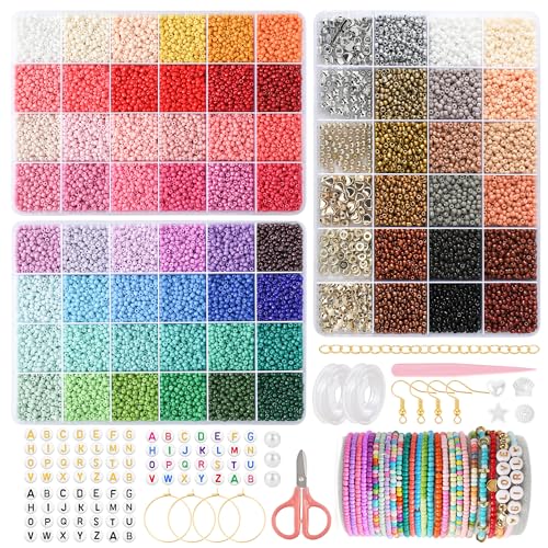 WHCPCYO 72 Farben Selber Machen Perlen für Armbänder 3 Kits, Perlen Set DIY Perlen zum Auffädeln mit Buchstaben für Weihnachten,Partys,Feiertag Halsketten Schmuckherstellungs Set von WHCPCYO