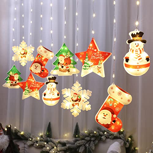 LED Lichterkette mit Weihnachtsmuster, Weihnachtsbeleuchtung Weihnachtsbaum Fenster Lichterkette Innen Außen Wasserdicht Dekoration für Weihnachtsdeko von WHDPETS