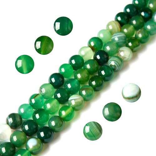 100 Stück 8 mm grüne Achat-Perlen, natürliche Edelsteinperlen, rund, lose Perlen für Schmuckherstellung von WHEAZIENS
