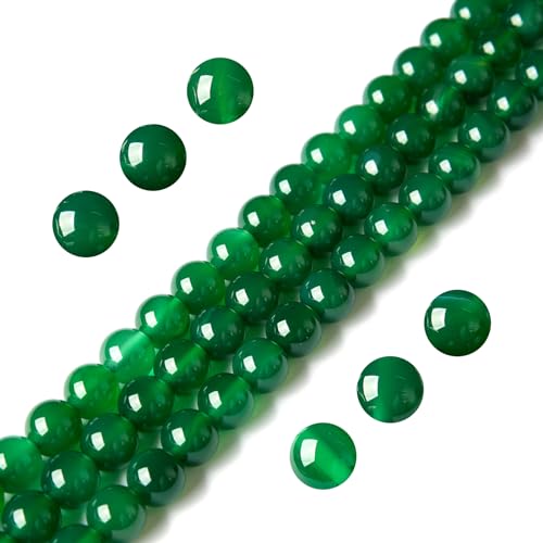 100 Stück 8 mm grüne Achat-Perlen, natürliche Edelsteinperlen, rund, lose Perlen für Schmuckherstellung von WHEAZIENS