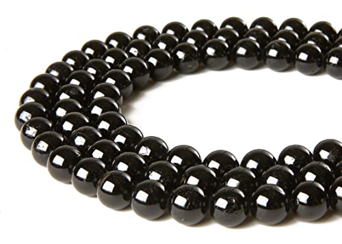 150 Stück 8 mm schwarze Turmalin-Perlen, natürliche Edelsteinperlen, rund, lose Perlen für Schmuckherstellung von WHEAZIENS