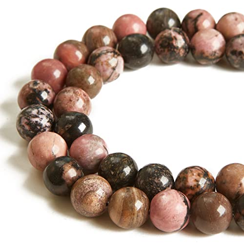 35 Stück 10 mm rosa schwarze Rhodochrosit-Perlen natürliche Edelsteinperlen runde lose Perlen für die Schmuckherstellung 35 Stück 10 mm rosa schwarze Rhodochrosit-Perlen natürliche Edelsteinperlen runde lose Perlen für die Schmuckherstellung von WHEAZIENS