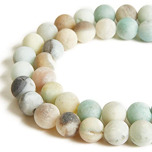 45 Stück 8 mm gefrostete Amazonit-Perlen natürliche Edelsteinperlen runde lose Perlen für die Schmuckherstellung von WHEAZIENS