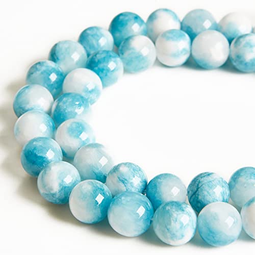 60 Stück 6 mm blaue weiße Jadeperlen natürliche Edelsteinperlen runde lose Perlen für die Schmuckherstellung 60 Stück 6 mm blaue weiße Jadeperlen natürliche Edelsteinperlen runde lose Perlen für die Schmuckherstellung von WHEAZIENS