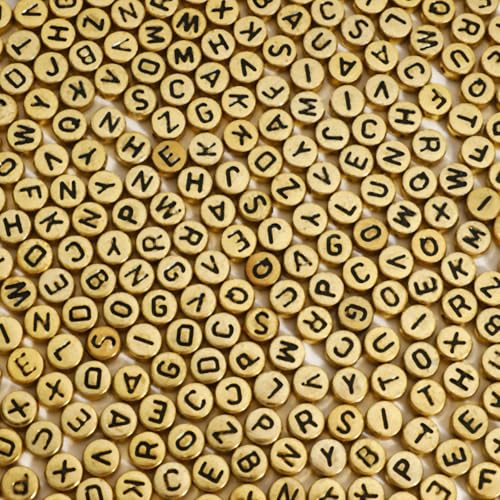 Alphabet-Perlen, rund, Acryl, Schwarz, für Armbänder und Schmuckherstellung, 4 x 7 mm, 1200 Stück Alphabet-Perlen, rund, Acryl, Schwarz, für Armbänder und Schmuckherstellung, 4 x 7 mm, 1200 Stück von WHEAZIENS