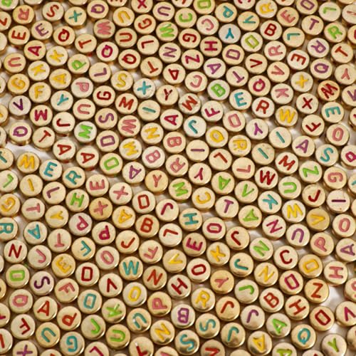 Alphabet-Perlen, rund, Acryl, bunt, für Armbänder und Schmuckherstellung, 4 x 7 mm, 1200 Stück Alphabet-Perlen, rund, Acryl, bunt, für Armbänder und Schmuckherstellung, 4 x 7 mm, 1200 Stück von WHEAZIENS