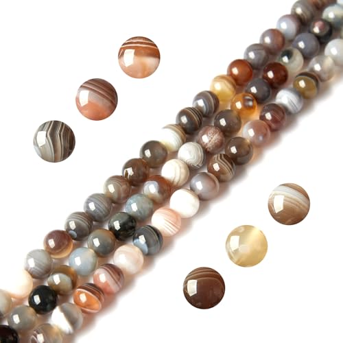Botswana-Achat-Perlen, natürliche Edelsteinperlen, rund, lose Perlen für Schmuckherstellung, 8 mm, 100 Stück von WHEAZIENS