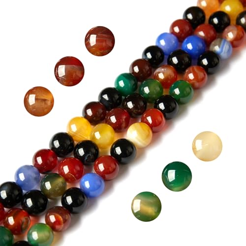 Bunte Achat-Perlen, natürliche Edelsteinperlen, rund, lose Perlen für Schmuckherstellung, 6 mm, 100 Stück von WHEAZIENS