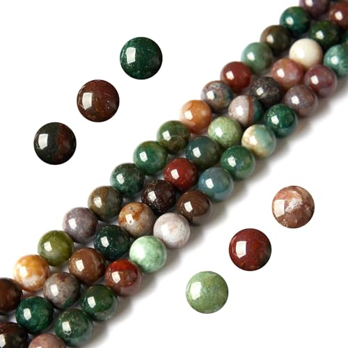 Indische Achat-Perlen, natürliche Edelsteinperlen, rund, lose Perlen für Schmuckherstellung, 6 mm, 100 Stück von WHEAZIENS