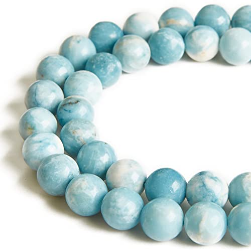 Larimar-Perlen, natürliche Edelsteinperlen, rund, lose Perlen für die Schmuckherstellung, 35 Stück Larimar-Perlen, natürliche Edelsteinperlen, rund, lose Perlen für die Schmuckherstellung, 35 Stück von WHEAZIENS