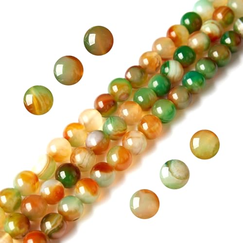Pfauen-Achat-Perlen, natürliche Edelsteinperlen, rund, lose Perlen für Schmuckherstellung, 6 mm, 100 Stück von WHEAZIENS