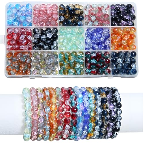 WHENZOO Kristall-Schmuckherstellungs-Set, 8 mm, runde Glasperlen für Schmuckherstellung, 24 Farben, Kristallperlen für Armbänder, Bastelzubehör, für Armbänder, Halsketten, Charms, Mädchen, Erwachsene, WHENZOO Kristall-Schmuckherstellungs-Set, 8 mm, runde Glasperlen für Schmuckherstellung, 24 Farben, Kristallperlen für Armbänder, Bastelzubehör, für Armbänder, Halsketten, Charms, Mädchen, Erwachsene, von WHENZOO