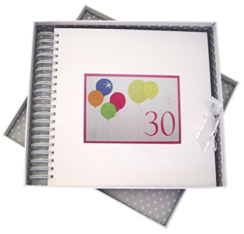 WHITE COTTON CARDS 30. Geburtstag, Karte & Speicher Buch, Neon Glitter Luftballons von WHITE COTTON CARDS