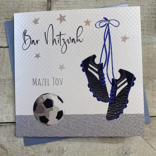 WHITE COTTON CARDS Bar Mitzvah Mazel Tov Jungen, Fußball, Handgefertigt, Jüdisches Und Stiefel WHITE COTTON CARDS Bar Mitzvah Mazel Tov Jungen, Fußball, Handgefertigt, Jüdisches Und Stiefel von WHITE COTTON CARDS