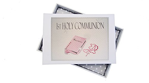 WHITE COTTON CARDS Fotoalbum zur Erstkommunion Mini, Pink Bibel und Kreuz, com-b1t, Board, weiß, 12,5 x 17,5 x 2,5 cm von WHITE COTTON CARDS