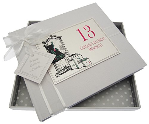 WHITE COTTON CARDS Gästebuch zum 13. Geburtstag, kleines schwarzes Kleid, weiß von WHITE COTTON CARDS
