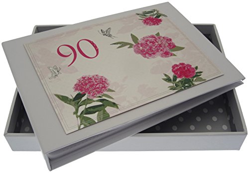 WHITE COTTON CARDS Kleines Fotoalbum zum 90. Geburtstag, Motiv: Englische Rosen von WHITE COTTON CARDS