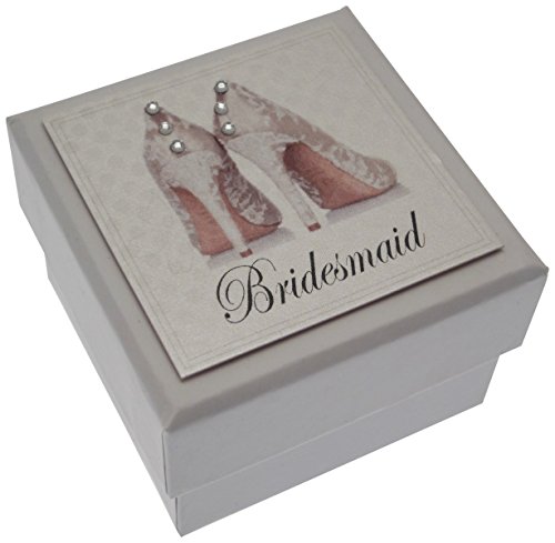 WHITE COTTON CARDS Pm1 Mini-Hochzeitsbox für Brautjungfern, mit Schuh-Design, weiß, 5.5cm x 5.5cm von WHITE COTTON CARDS