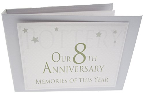WHITE COTTON CARDS Range Pottery On Our 8th Anniversary Memories of This Year, Tiny Value Album, (Code TVAW8), weiß von WHITE COTTON CARDS