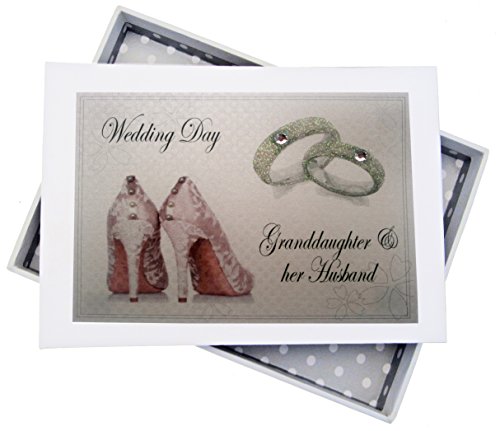 WHITE COTTON CARDS Tag, Enkelin und Ihr Mann Mini Fotoalbum, Schuhe und Hochzeit Ringe Design, Board, weiß, 12,5 x 17,5 x 2,5 cm von WHITE COTTON CARDS