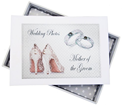 WHITE COTTON CARDS Tag, Mother of The Groom Mini Fotoalbum, Schuhe und Hochzeit Ringe Design, Board, weiß, 12,5 x 17,5 x 2,5 cm von WHITE COTTON CARDS