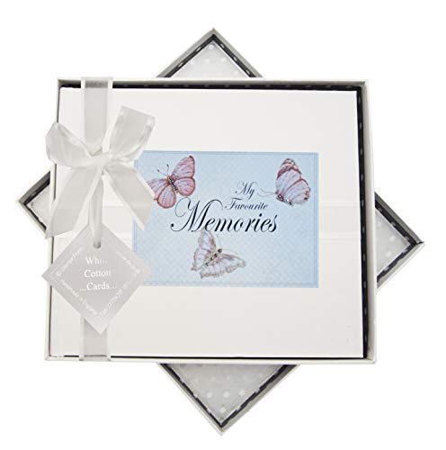 White Cotton Cards BU3 Gästebuch"My Favourite Memories", Vintage-Design mit Schmetterlingen von WHITE COTTON CARDS