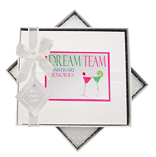 White Cotton Cards Gästebuch DN3, Aufschrift"Dream Team Anniversary Memories", Neonfarben von WHITE COTTON CARDS