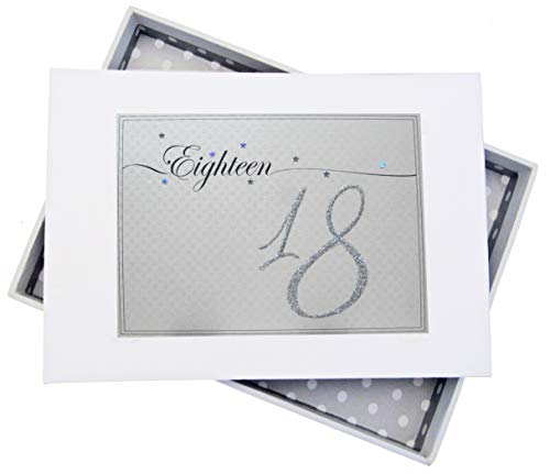 White Cotton Cards LLN18T Mini-Fotoalbum für 18. Geburtstag, Aufschrift "Eighteen Holographisch, Sparkly" von WHITE COTTON CARDS