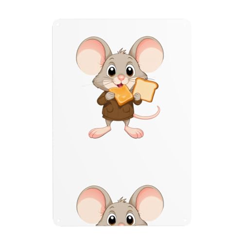 WHJDPP Dekofigur "Maus isst Toast", 20,3 x 30,5 cm, aus Weißblech, verschleißfest und langlebig von WHJDPP
