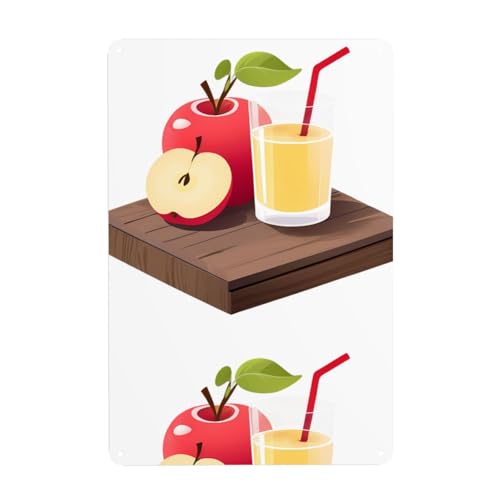 WHJDPP Dekoratives Gemälde, Motiv: Apfel auf dem Tisch, 20,3 x 30,5 cm, aus Weißblech, verschleißfest und langlebig von WHJDPP