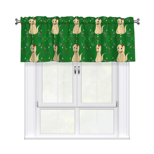 WHJDPP Kurze Vorhänge mit Cartoon-Hund auf Gras, mit Volantstange, 137,2 x 45,7 cm, Heimdekoration für Küche, Badezimmer, Waschküche, Studio, oberes Fenster WHJDPP Kurze Vorhänge mit Cartoon-Hund auf Gras, mit Volantstange, 137,2 x 45,7 cm, Heimdekoration für Küche, Badezimmer, Waschküche, Studio, oberes Fenster von WHJDPP