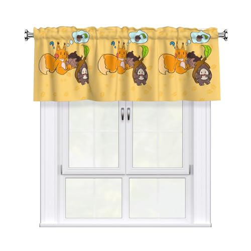 WHJDPP Kurzgardinen mit Sonnenblumenkernbild, Eichhörnchen, mit Volantstange, 137,2 x 45,7 cm, Heimdekoration für Küche, Badezimmer, Waschküche, Studio, oberes Fenster WHJDPP Kurzgardinen mit Sonnenblumenkernbild, Eichhörnchen, mit Volantstange, 137,2 x 45,7 cm, Heimdekoration für Küche, Badezimmer, Waschküche, Studio, oberes Fenster von WHJDPP