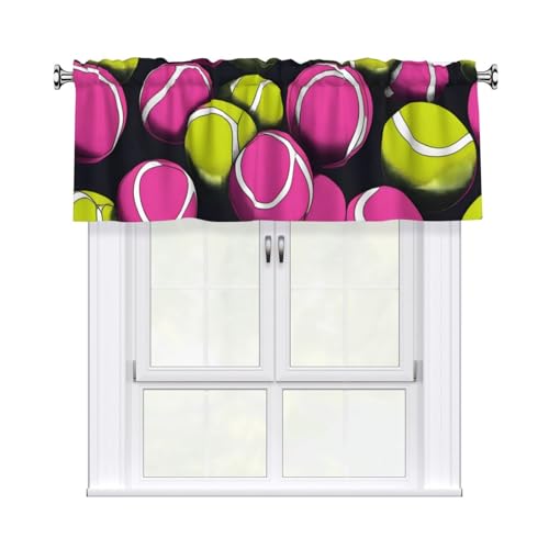 WHJDPP Kurzgardinen mit Tennisbällen und Volantstange, 137,2 x 45,7 cm, Heimdekoration für Küche, Badezimmer, Waschküche, Studio, oberes Fenster WHJDPP Kurzgardinen mit Tennisbällen und Volantstange, 137,2 x 45,7 cm, Heimdekoration für Küche, Badezimmer, Waschküche, Studio, oberes Fenster von WHJDPP