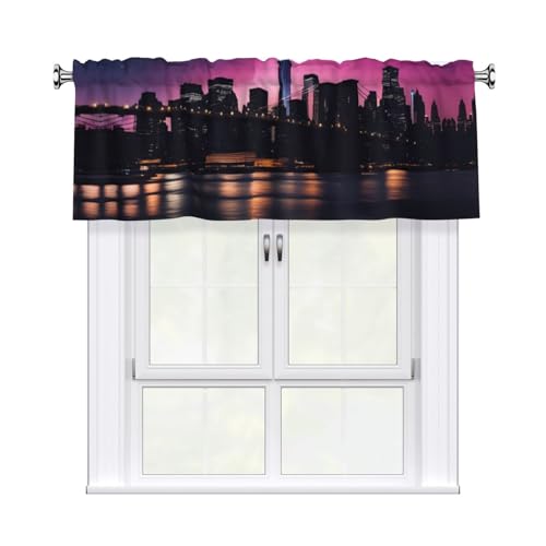 WHJDPP New York Kurzgardinen mit Volant-Stange, 137,2 x 45,7 cm, Heimdekoration für Küche, Badezimmer, Waschküche, Studio, oberes Fenster WHJDPP New York Kurzgardinen mit Volant-Stange, 137,2 x 45,7 cm, Heimdekoration für Küche, Badezimmer, Waschküche, Studio, oberes Fenster von WHJDPP