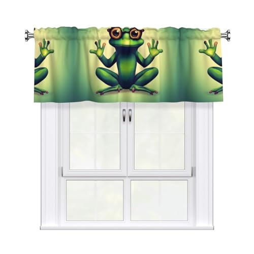 WHJDPP Niedliche lustige Vorhänge mit Frosch-Motiv, kurze Vorhänge mit Volant-Stange, 137,2 x 45,7 cm, Heimdekoration für Küche, Badezimmer, Waschküche, Studio, oberes Fenster WHJDPP Niedliche lustige Vorhänge mit Frosch-Motiv, kurze Vorhänge mit Volant-Stange, 137,2 x 45,7 cm, Heimdekoration für Küche, Badezimmer, Waschküche, Studio, oberes Fenster von WHJDPP