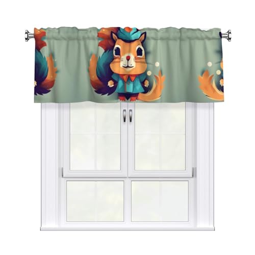 WHJDPP Vorhänge mit niedlichem Eichhörnchen-Bild, kurze Vorhänge mit Volantstange, 137,2 x 45,7 cm, Heimdekoration für Küche, Badezimmer, Waschküche, Studio, oberes Fenster WHJDPP Vorhänge mit niedlichem Eichhörnchen-Bild, kurze Vorhänge mit Volantstange, 137,2 x 45,7 cm, Heimdekoration für Küche, Badezimmer, Waschküche, Studio, oberes Fenster von WHJDPP