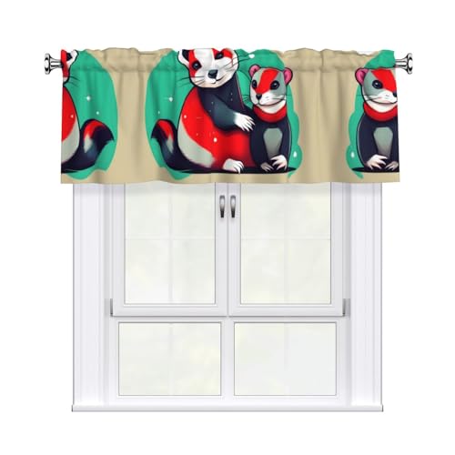 WHJDPP Vorhänge mit niedlichem Frettchenbild, kurze Vorhänge mit Volantstange, 137,2 x 45,7 cm, Heimdekoration für Küche, Badezimmer, Waschküche, Studio, oberes Fenster WHJDPP Vorhänge mit niedlichem Frettchenbild, kurze Vorhänge mit Volantstange, 137,2 x 45,7 cm, Heimdekoration für Küche, Badezimmer, Waschküche, Studio, oberes Fenster von WHJDPP