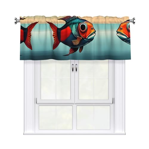 WHJDPP at Dusk Kurzgardine mit Fischbild, mit Volantstange, 137,2 x 45,7 cm, Heimdekoration für Küche, Badezimmer, Waschküche, Studio, oberes Fenster WHJDPP at Dusk Kurzgardine mit Fischbild, mit Volantstange, 137,2 x 45,7 cm, Heimdekoration für Küche, Badezimmer, Waschküche, Studio, oberes Fenster von WHJDPP