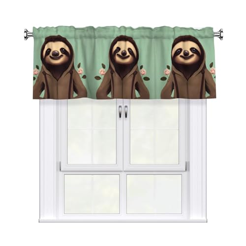 WHJSHOP Kurze Vorhänge mit Cartoon-Faultier-Muster, 137,2 x 45,7 cm, Vorhang, Volant, Küche, Badezimmer, Waschküche, Studio, Heimdekoration WHJSHOP Kurze Vorhänge mit Cartoon-Faultier-Muster, 137,2 x 45,7 cm, Vorhang, Volant, Küche, Badezimmer, Waschküche, Studio, Heimdekoration von WHJSHOP