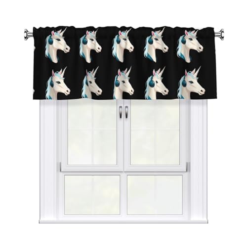 WHJSHOP Kurzgardine mit Einhorn-Motiv, mit Volant-Stange, 137,2 x 45,7 cm, für Küche, Badezimmer, Waschküche, Studio, Heimdekoration WHJSHOP Kurzgardine mit Einhorn-Motiv, mit Volant-Stange, 137,2 x 45,7 cm, für Küche, Badezimmer, Waschküche, Studio, Heimdekoration von WHJSHOP