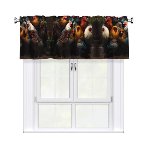 WHJSHOP Kurzgardinen mit Hahnfamilie, Portfolio-Muster, mit Volantstange, 137,2 x 45,7 cm, Vorhang, Volant, Küche, Badezimmer, Waschküche, Studio, Heimdekoration WHJSHOP Kurzgardinen mit Hahnfamilie, Portfolio-Muster, mit Volantstange, 137,2 x 45,7 cm, Vorhang, Volant, Küche, Badezimmer, Waschküche, Studio, Heimdekoration von WHJSHOP