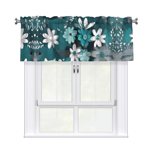 WHJSHOP Kurzgardinen mit Volant-Stange, 137,2 x 45,7 cm, blaugrün-grau und weiß, Blumenmuster, für Küche, Badezimmer, Waschküche, Studio, Heimdekoration WHJSHOP Kurzgardinen mit Volant-Stange, 137,2 x 45,7 cm, blaugrün-grau und weiß, Blumenmuster, für Küche, Badezimmer, Waschküche, Studio, Heimdekoration von WHJSHOP