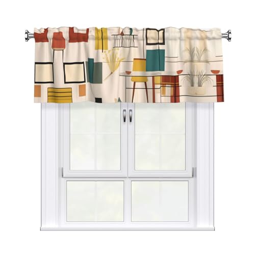 WHJSHOP Mid Century Kurzgardinen mit Volantstange, modernes Muster, 137,2 x 45,7 cm, Vorhang, Volant, Küche, Badezimmer, Waschküche, Studio, Heimdekoration WHJSHOP Mid Century Kurzgardinen mit Volantstange, modernes Muster, 137,2 x 45,7 cm, Vorhang, Volant, Küche, Badezimmer, Waschküche, Studio, Heimdekoration von WHJSHOP