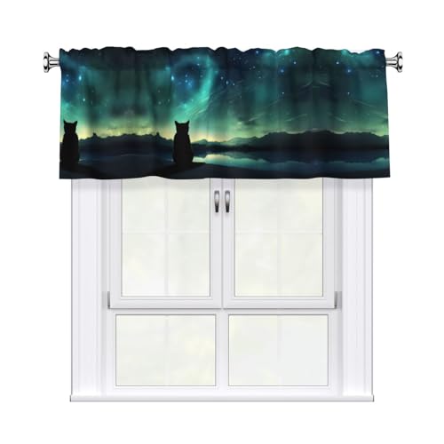 WHJSHOP Stargazing Kurzgardinen mit Katzenmuster, mit Volantstange, 137,2 x 45,7 cm, Vorhang, Volant, Küche, Badezimmer, Waschküche, Studio, Heimdekoration WHJSHOP Stargazing Kurzgardinen mit Katzenmuster, mit Volantstange, 137,2 x 45,7 cm, Vorhang, Volant, Küche, Badezimmer, Waschküche, Studio, Heimdekoration von WHJSHOP