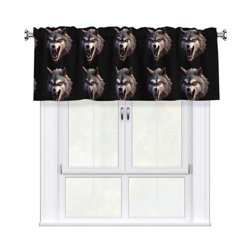 WHJSHOP Vicious Kurzgardinen mit Wolfskopfmuster, mit Volantstange, 137,2 x 45,7 cm, Vorhang, Volant, Küche, Badezimmer, Waschküche, Studio, Heimdekoration WHJSHOP Vicious Kurzgardinen mit Wolfskopfmuster, mit Volantstange, 137,2 x 45,7 cm, Vorhang, Volant, Küche, Badezimmer, Waschküche, Studio, Heimdekoration von WHJSHOP
