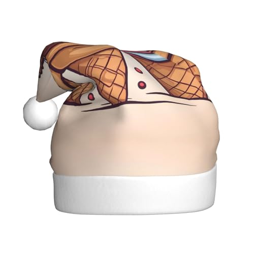WHJSHOP Weihnachtsmütze für Erwachsene für Feiertage, Partys und Kostümveranstaltungen, Cartoon-Eiswaffel-Druck WHJSHOP Weihnachtsmütze für Erwachsene für Feiertage, Partys und Kostümveranstaltungen, Cartoon-Eiswaffel-Druck von WHJSHOP