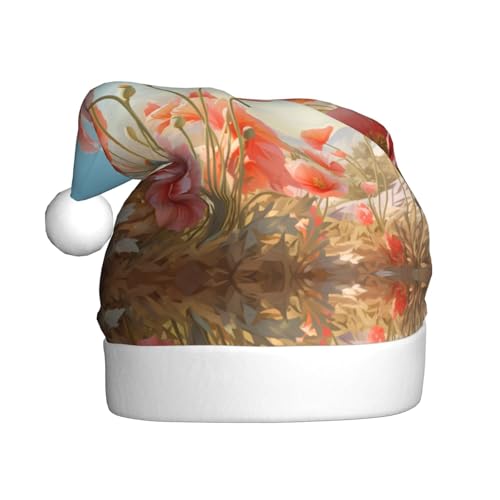 WHJSHOP Weihnachtsmütze für Erwachsene für Feiertage, Partys und Kostümveranstaltungen, Pastell-Mohnblumen-Druck WHJSHOP Weihnachtsmütze für Erwachsene für Feiertage, Partys und Kostümveranstaltungen, Pastell-Mohnblumen-Druck von WHJSHOP